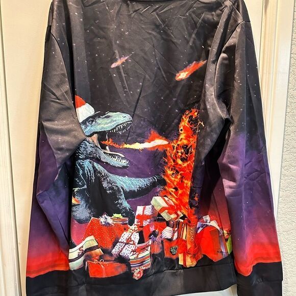 NWT -SSLR Unisex Rex Christmas Long Sleeve Shirt Black Graphic Print - Size XL - Picture 5 of 7